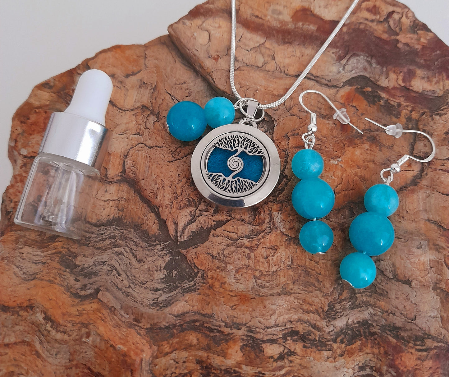 Aromatherapy Necklace with sterling silver chain. Tree of life pendant.