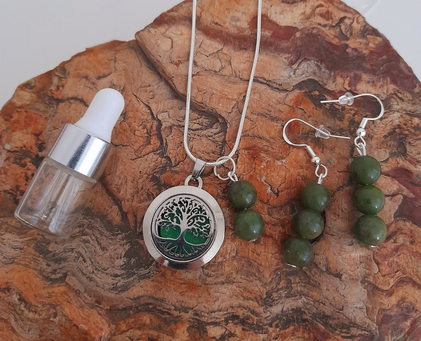 Aromatherapy Necklace with sterling silver chain Tree of life