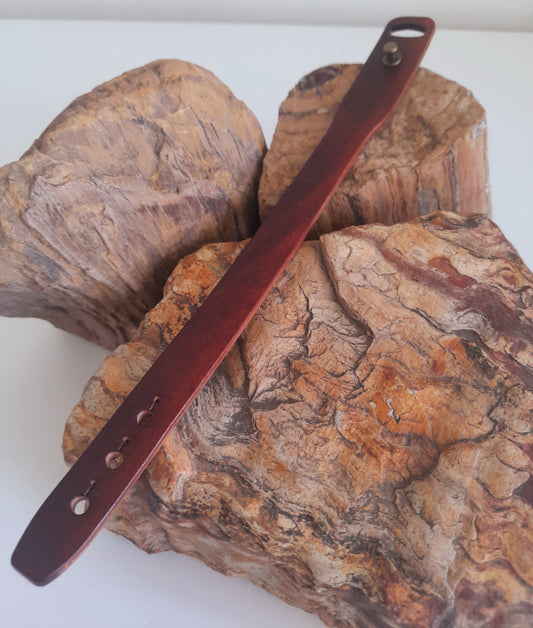 Handcrafted Rustic Oxblood Leather Bracelet