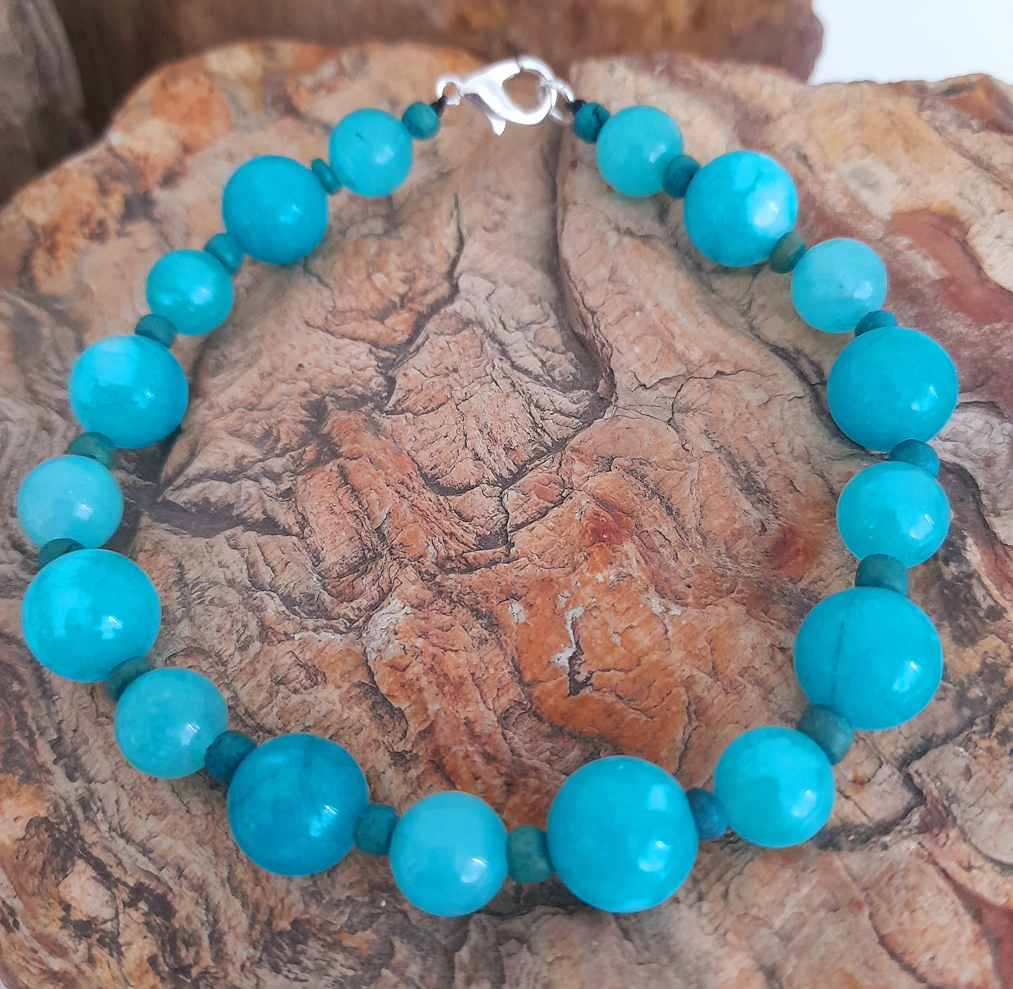 Amazonite & Blue Beach chic Beaded Bracelet 10mm