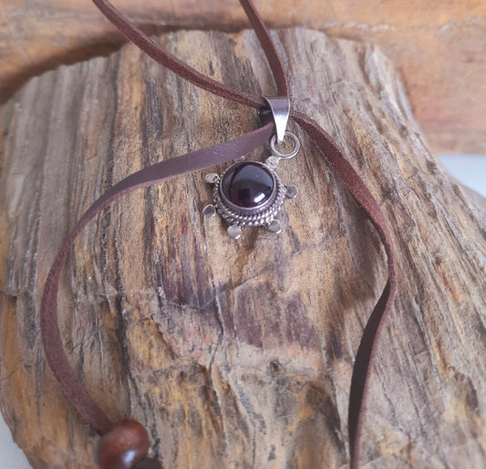 Red Garnet Pendant Necklace