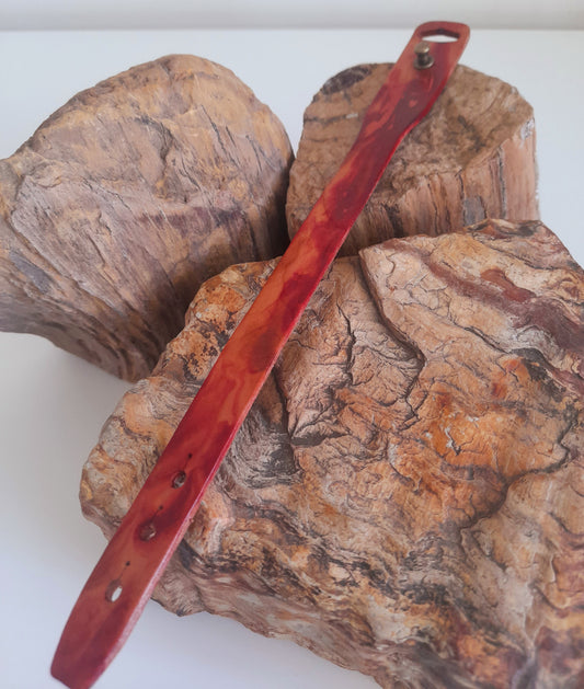 Handcrafted Rustic Bark Oxblood Leather Bracelet